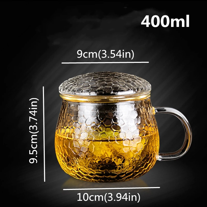 Креативная кружка для заварки чая из боросиликатного стекла, чашка для чая с фильтром, термостойкая разделительная чашка для офиса, дома, дома - Цвет: 400mlshortfilter