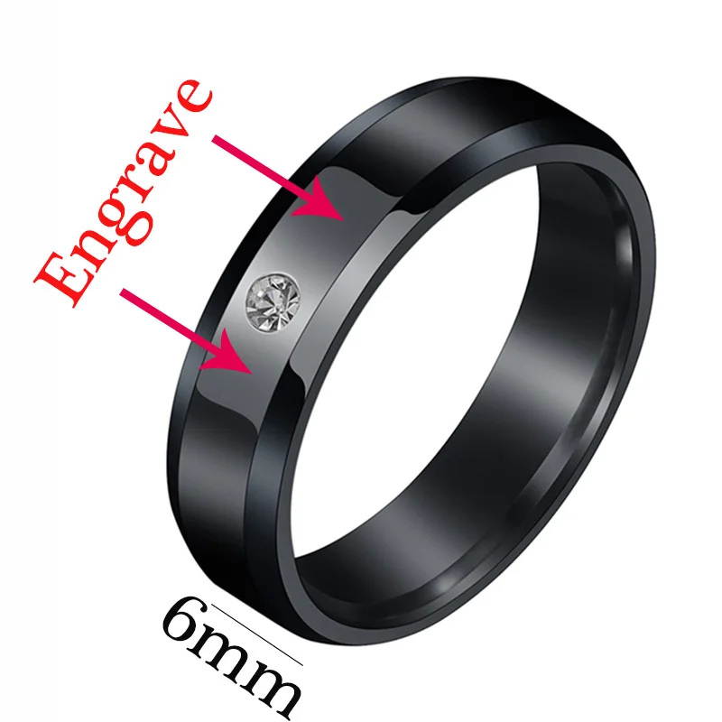 6mm Engrave 2 Sides Letdiffery кольца с именем на заказ для пары, 6 мм, нержавеющая сталь, выгравированные названия даты, свадебные кольца для женщин и мужчин, ювелирные изделия, подарки на помолвку - Цвет основного камня: 6mm Engrave 2 Sides