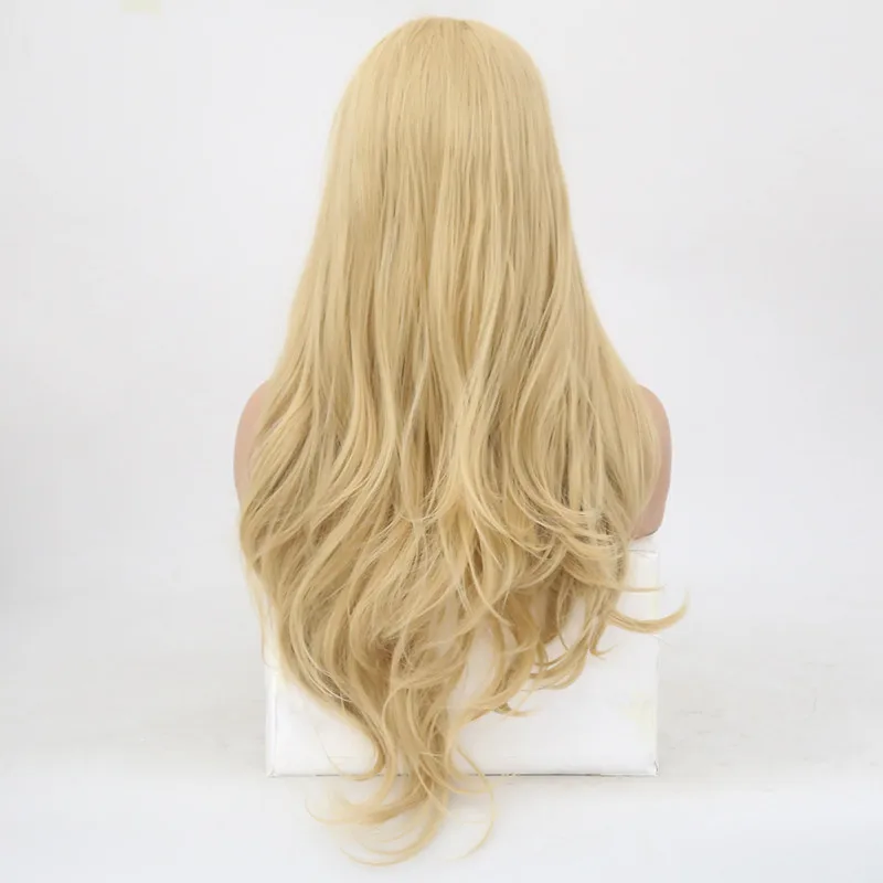 RONGDUOYI#60 платиновый блондин термостойкие волокна волос синтетический парик фронта шнурка естественная волна фронта шнурка светлые парики для женщин - Цвет: NB