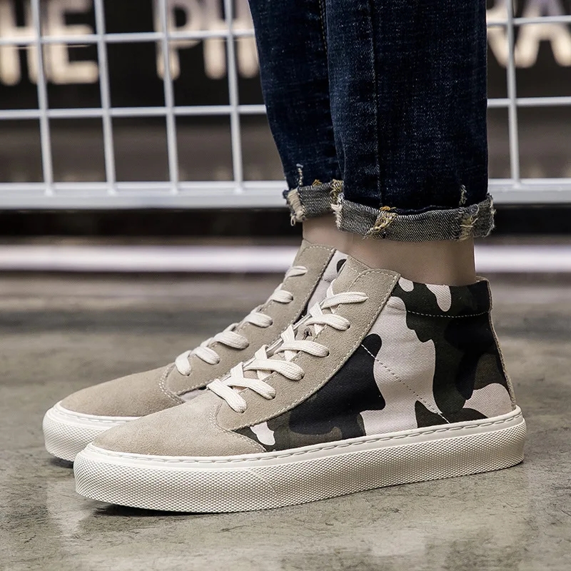 

2020 Spring England Retro Martin Boots Men's Genuine Leather Camouflage Men's Boot Fashion Casual Shoes Comfortable Trend Work S