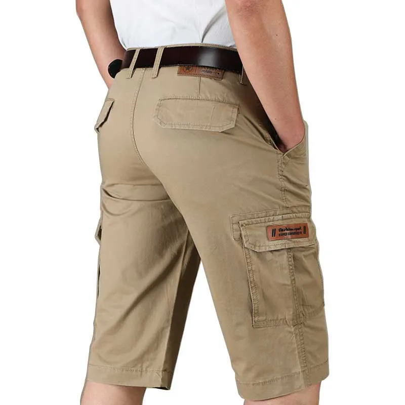 Летние Шорты Карго с несколькими карманами, мужские повседневные Короткие хлопковые прямые свободные мешковатые шорты, Мужская одежда, шорты-шаровары большого размера