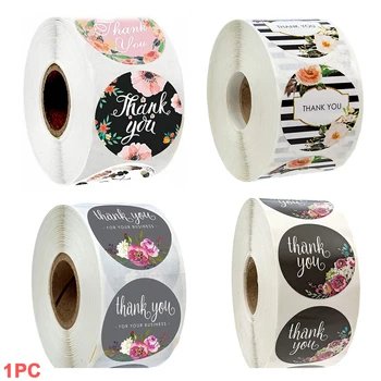 

500pcs/roll Stationery Wedding Scrapbooking Round Floral Decorative Handmade Seal Labels Thank You Sticker Envelope Accessories