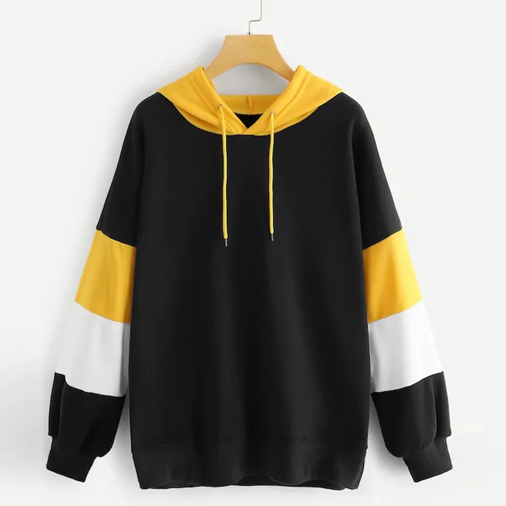 

Fashion Winter Women Sports Hoodies Soft Plush Pullover Casual Patchwork Sweatshirts Harajuku Hoody Female Autumn Hooded Tops