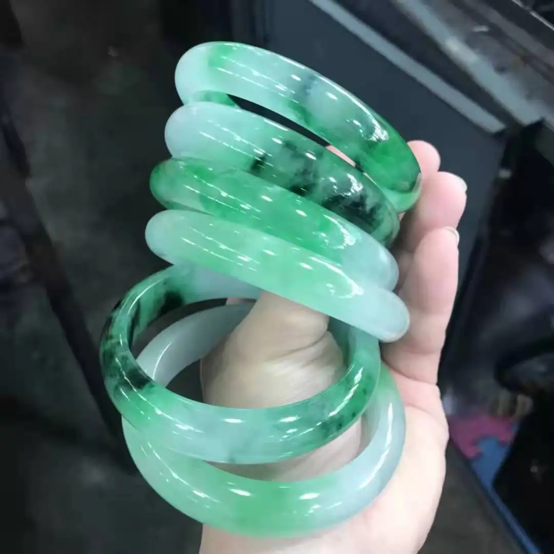 

Class A Natural Myanmar Jadeite 1pcs Bracelet Handcarving Real Jade Original Ecological Pattern Jewelry Bangles