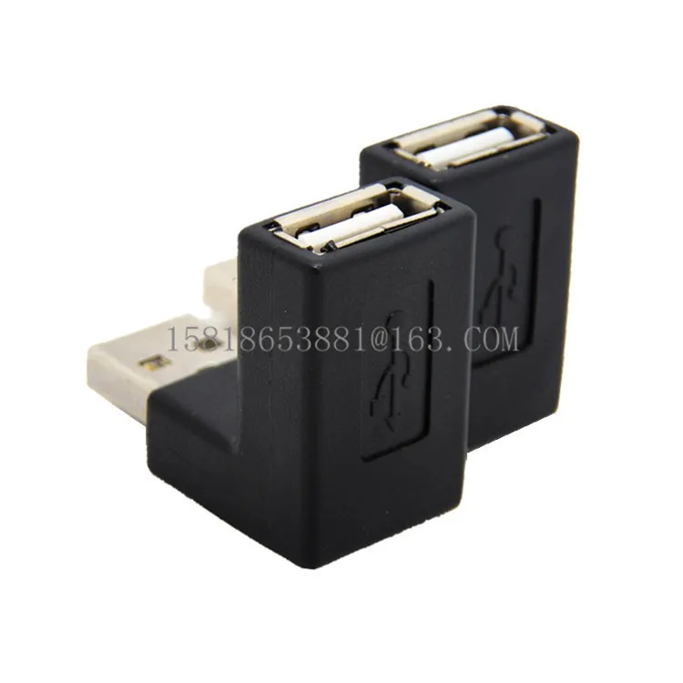 Адаптер USB 2,0 A папа-мама 90 градусов черный поворот вниз