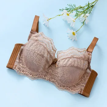 

Sexy Lace Bra For Women Underwire Gather Chest Lightweight Breathable Underwear Wide Bust Corset Female Size 32-38 B C D DD Cup