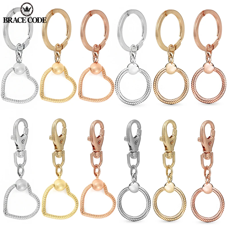 BRACE CODE New Hot Sale Keychain Silver color Snake bone chain Charm Key Ring Fit Original Brand Charm Beads Jewelry Making