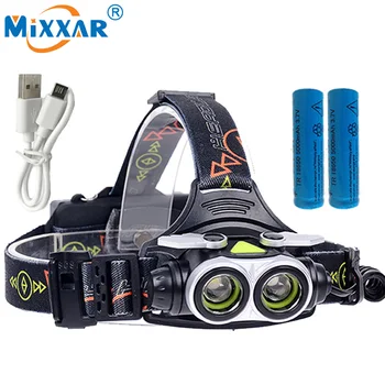 

2xT6 LED Headlamp Headlight18650 battery Head Lamp/Light Fishing Camping Light Lamp Lantern SOS Whistle USB Charger