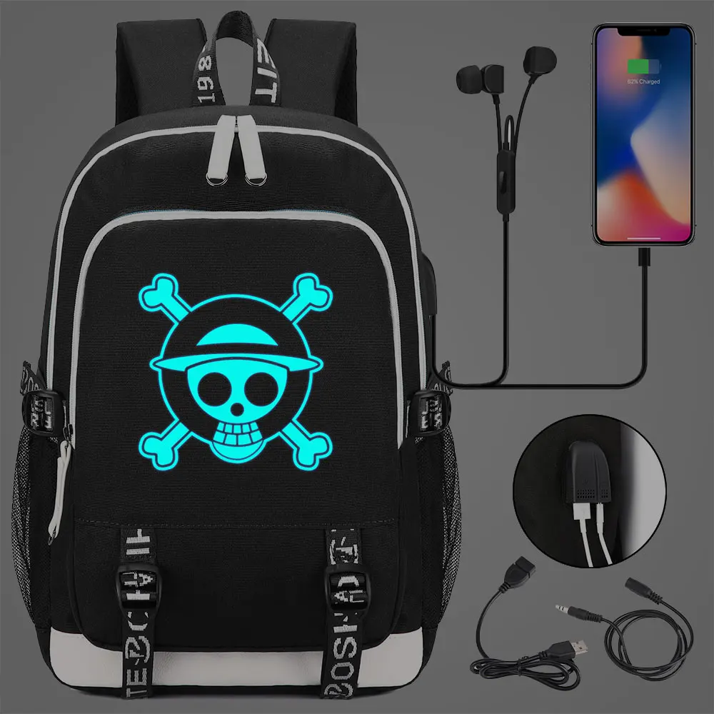 Светящийся цельный рюкзак Luffe с принтом USB и разъемом для наушников школьный