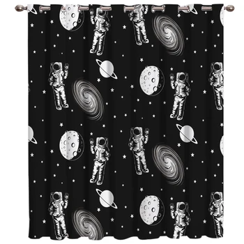 

Astronaut Black Eye Space Exploration Window Treatments Curtains Valance Room Curtains Large Window Living Room Blackout Curtain
