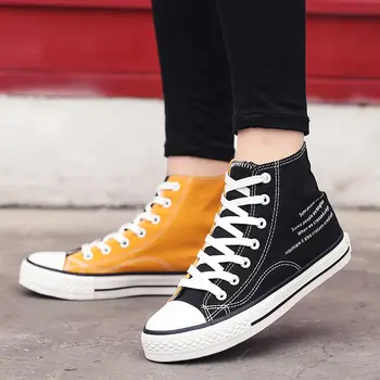 

High Top Canvas Women's Running Shoes Men Sneakers Woman Sport Shoes Women's Sports Shoes 2020 Black Yellow Trainers Women E-377