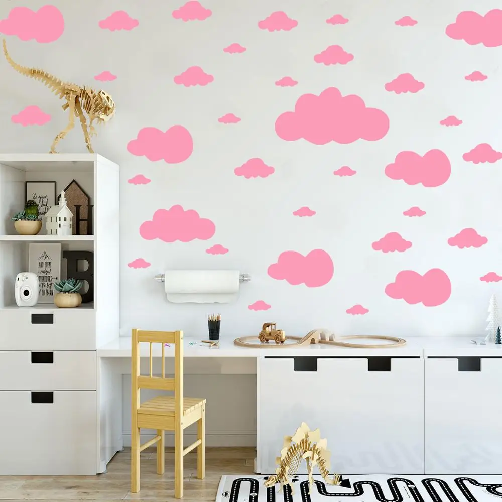 Luminous Wall Stickers Wall Stickers Vinyl Decal Stickers 68pcs/set Mixed Size 2.5-25cm Cartoon Clouds Wall Stickers For Kids Baby Rooms Home Decor Art Mural Peel And Stick PVC Wallpaper