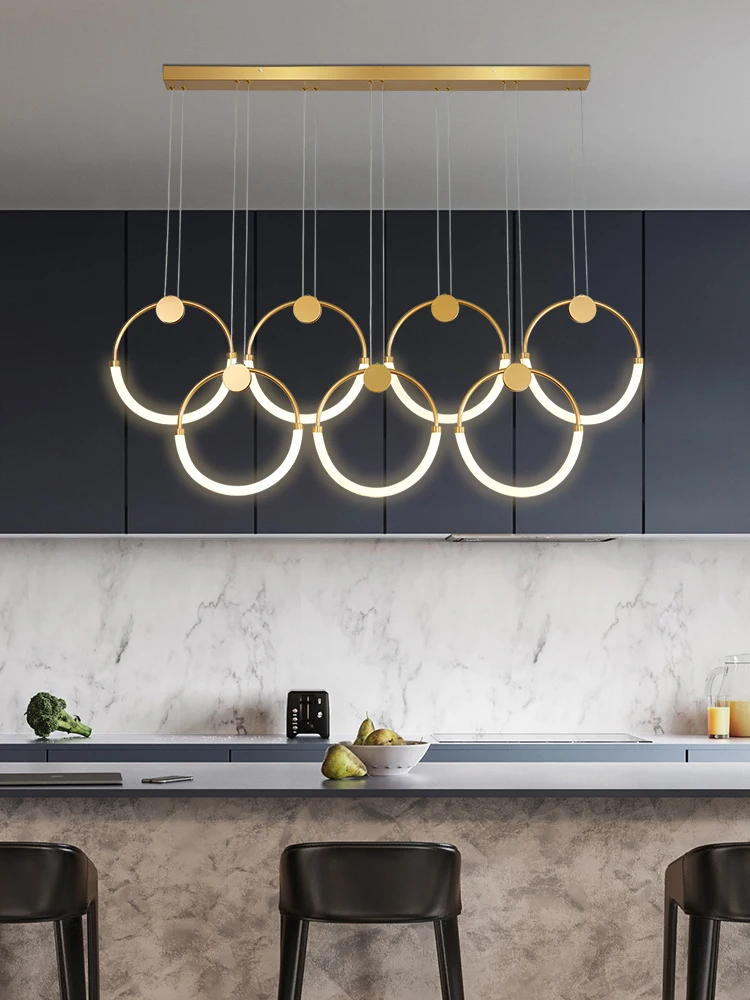 Modern Simple Golden circle LED Chandelier Restaurant Creative Hanging lamp Personality Dining room Nordic Living room Lighting