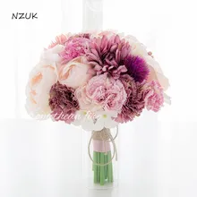 Свадебный букет простой стиль Свадебный букет из пионов цвета слоновой кости элегантный белый имитация Букет пионов SPH029