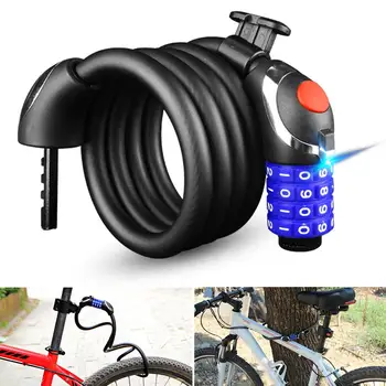 

Universal Bicycle Lock Code Lock LED Illuminated Luminous Mountain Bike Steel Cable Lock combination lock with light
