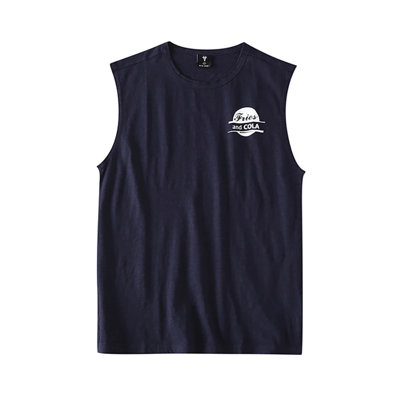 

Japanese Harajuku Hamburg Fries and Cola Printed Tank Top for Men Urban Boys Summer Casual Side Split Cotton Tank Tops Plus Size