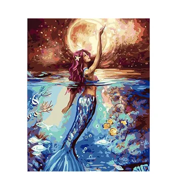 

Cross Border a Generation of Digital Oil Painting DIY Wholesale Mermaid 4050 Amazon EBay Decorative Painting Wish Series
