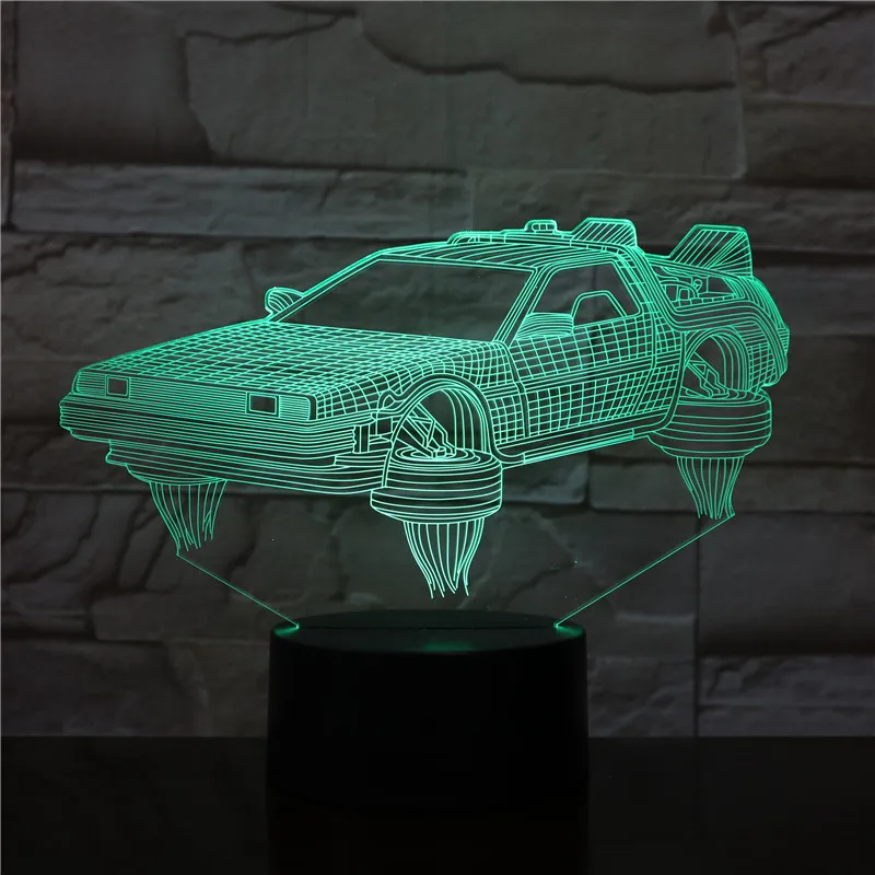 

3D-2315 сенсорный USB внутренний светильник в форме автомобиля маленький ночной Светильник Новинка Светодиодный 3D Визуальный ночник 7 цветов сменная настольная лампа