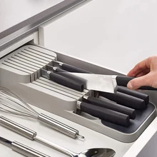 KHGDNOR Plastic Knife Block Holder Drawer Knives Forks Spoons Storage Rack Knife Stand Cabinet Tray Kitchen Cultery Organizer