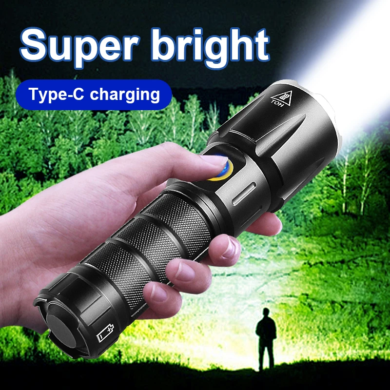potente súper brillante, linterna LED recargable, linternas LED de alta USB, luz flash táctica, lámpara de mano impermeable| Linternas y antorchas| - AliExpress
