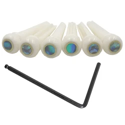 Guitar Bone Bridge Pins With 5.3Mm Position Abanlone Dot & Guitar Truss Rod Adjustment Long Wrench (5MM)
