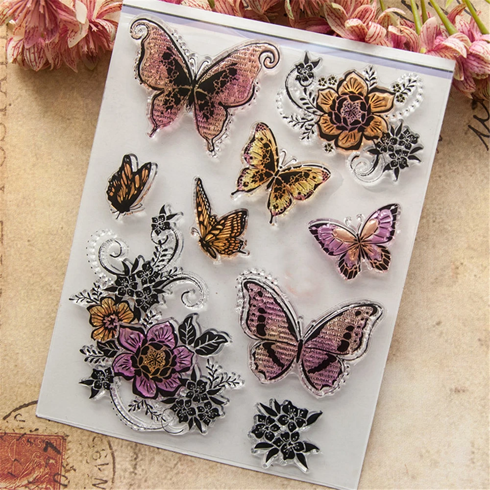 Colored Butterfly Transparent Silicone Clear Stamps For Scrapbooking Kids DIY Handmade Photo Album Decor Rubber Christmas Stamp |