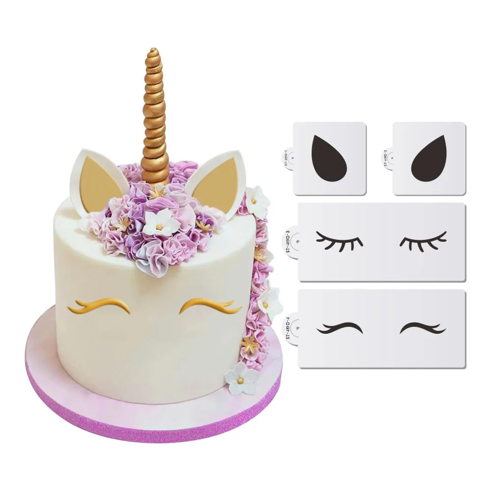 3pcs Unicorn Cake Stencils Cupcake Sugarcraft Decoration Mould Baking Tool Printing mould Kitchen Accessories Coffee tools01
