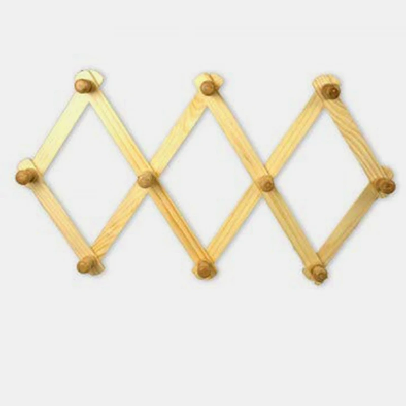 Accordion Wall Hanger 10 Hooks Pack Of 2 Natural Wood Wall Mounted Expandable Accordion Peg Coat Rack Hanger 2 Pack