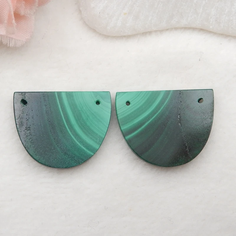 Orecchini In Malachite Pronti Personalizzazione Accessori Gioielli Semicerchio 25X20X3Mm9.5G