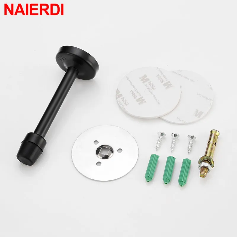 NAIERDI Stainless Steel Door Stops Wall Mounted Door Stopper Rubber Holder Catch Floor Fitting With Screws Bedroom Home Hardware - Image 4
