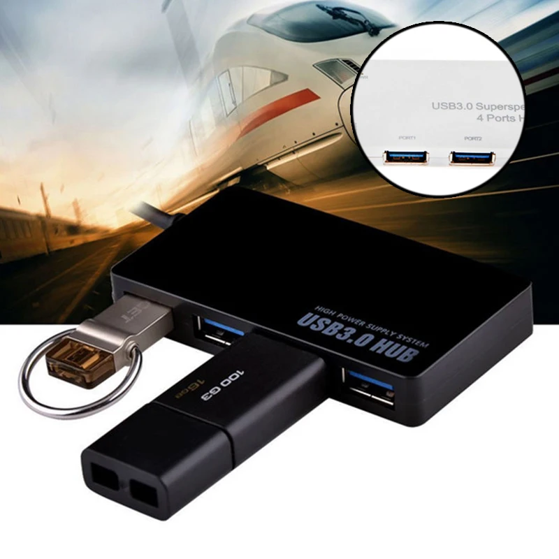 4 порта черный/белый USB 3,0 концентратор переходник разветвитель высокоскоростной 5 Гбит/с для ПК ноутбука адаптер концентратор легкий и компактный 1