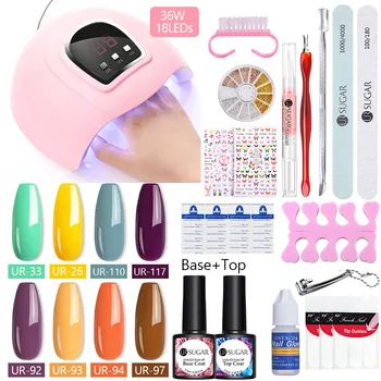 

UR SUGAR nail polish set 30/36W UV Nail Dryer Nail Drill Machine Nail Brushes set Manicures Set Tools Nail Art Decorations