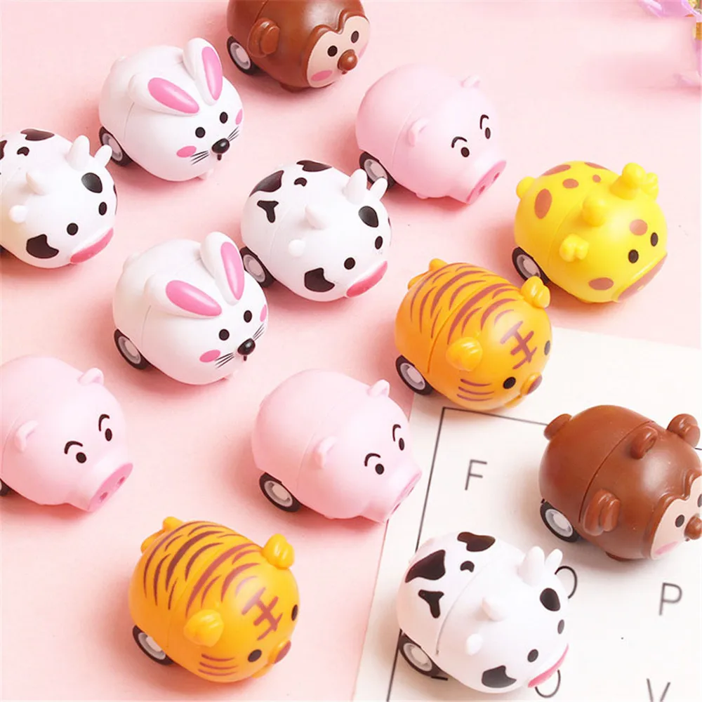 10Pcs/lot Cartoon Toys Cute Plastic Pull Back Cars Set Mini Animal Simulate Educational Funny Inertia Car For Kids Boys Gifts