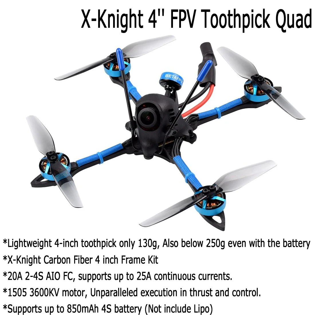 BETAFPV X Knight 4 ''FPV зубочистка легкий Дрон с камерой 1505 3600KV бесщеточный 20A F4 2 4S AIO