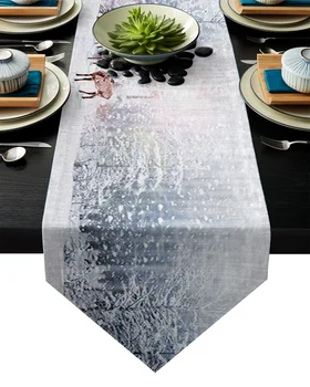 

Snow Winter Christams Love Happy Table Runner Table Flag Home Party Decorative Tablecloth Table Runners for Wedding