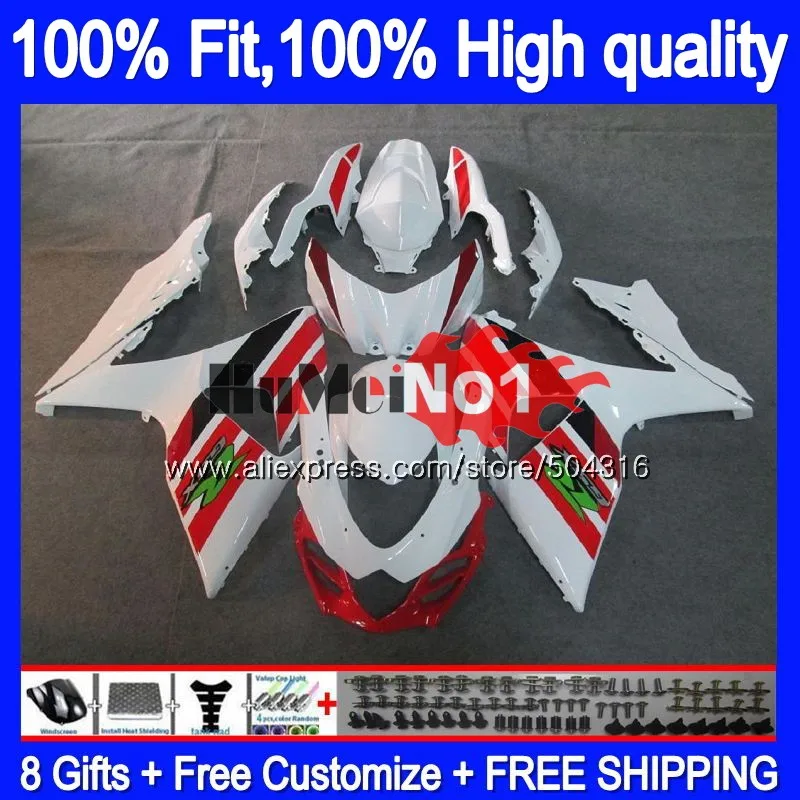 Инъекции для SUZUKI GSX-R1000 GSXR 1000 K9 красный, белый 23MC. 44 GSXR1000 2009 2010 2011 2012 2013 09, 10, 11, 12, 13 лет, 16 обтекатель oem