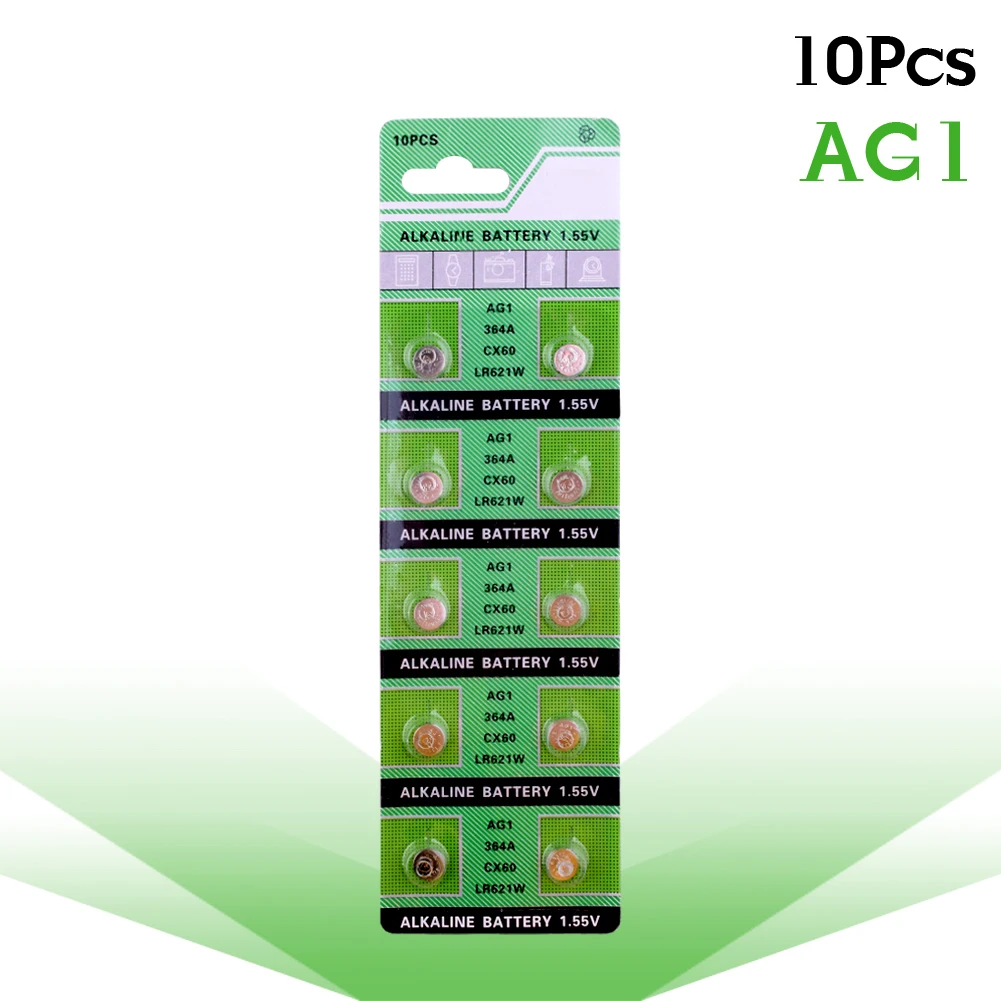 

10pcs AG1 LR621 SR621 164 Button Batteries LR621W CX60 364A Cell Coin Alkaline Battery 1.55V TR621SW For Watch Toys Remote