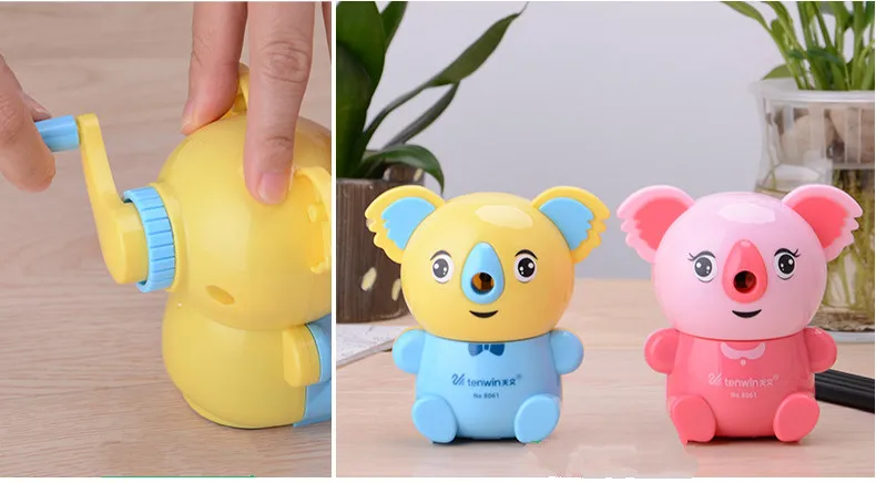 Kawaii, точилка для карандашей с животными, мультяшный медведь, ручная ручка, Механическая точилка для карандашей, для классных комнат, канцелярские принадлежности