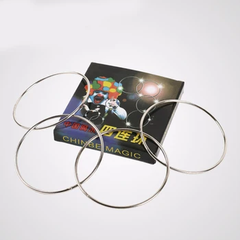 1sets Four Connected Linking Rings 4 Linking Rings Steel Pipe diameter 10cm Magic Tricks Props gimmicks 1