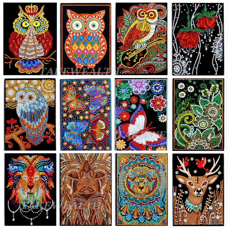 

DIY Special Shaped Diamond Painting Notebook Diary Book 50 Pages A5 Notebook Embroidery Diamond Cross Stitch Owl butterfly gift