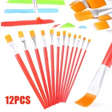 12 шт./компл. красной ручкой Краски кисти разных Размеры заостренный кончик набор нейлоновых волосяных Краски ing кисть комплект, принадлежности для живописи