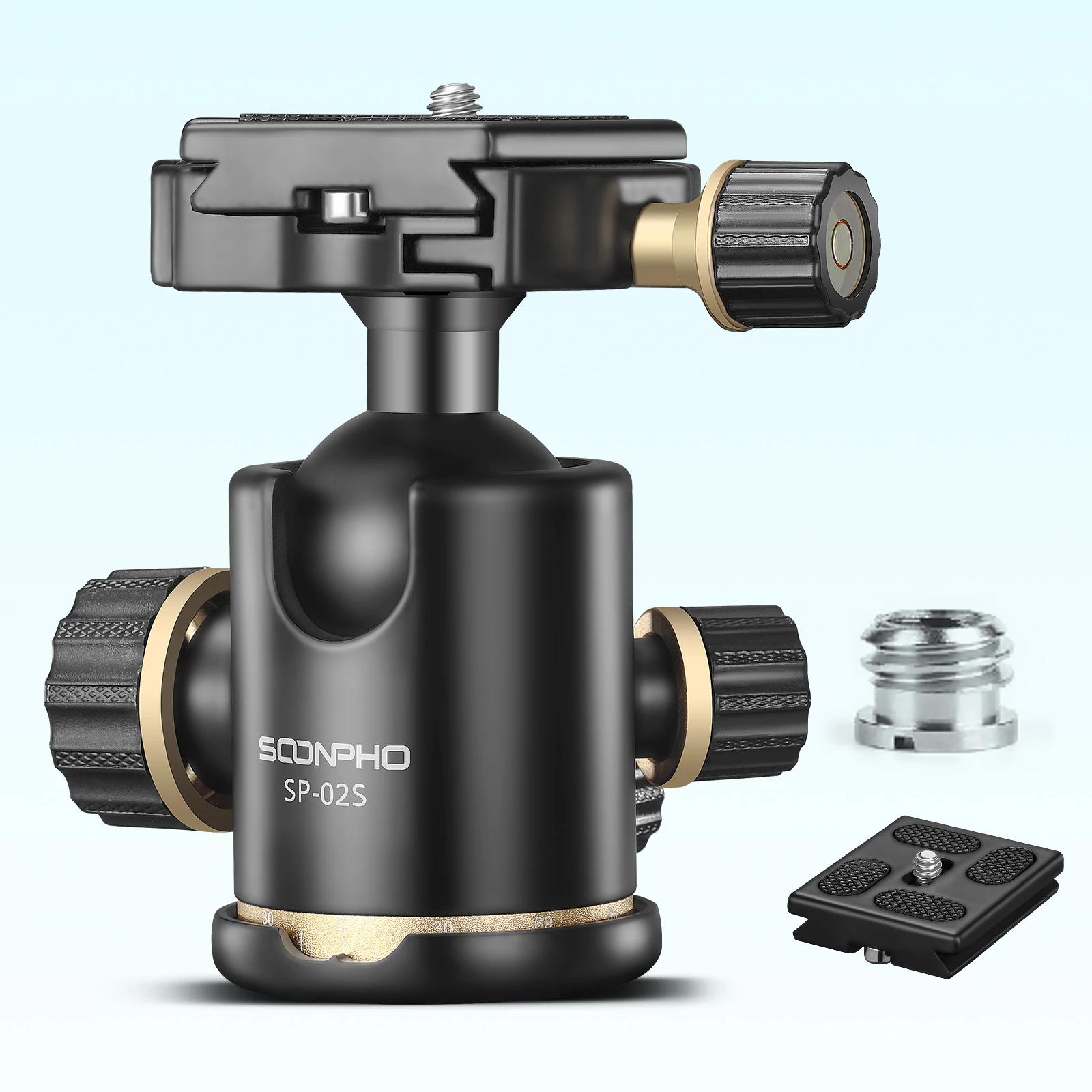 Ball Head for Tripod Rotating Head 360-degree Panoramic 1/4 to 3/8 Screw Tripod