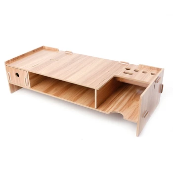

1 Layer Wooden Monitor Stand LCD Computer Monitor Riser Desktop Display Bracket soporte portatil laptop table lit ordinateur