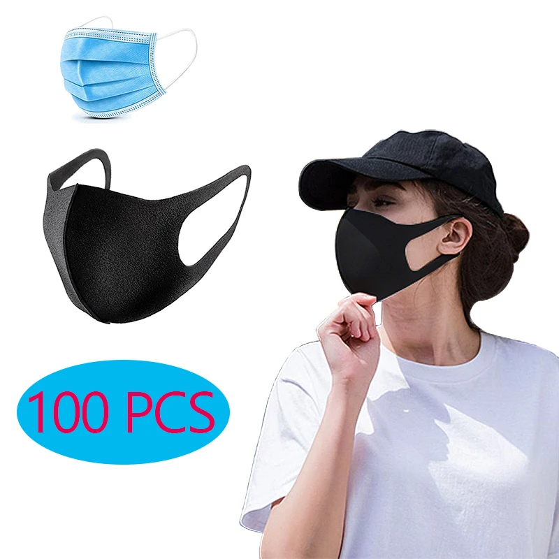 

100 PCS Adult Face Mask Sponge Anti Dust Smoke Pollution PM2.5 Mascarillas with Washable Masks Alan Walker mascherine
