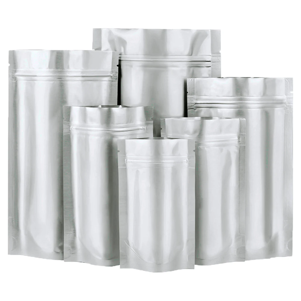 Sacos doypack de mylar prateado com fecho zip e base_voghion.com