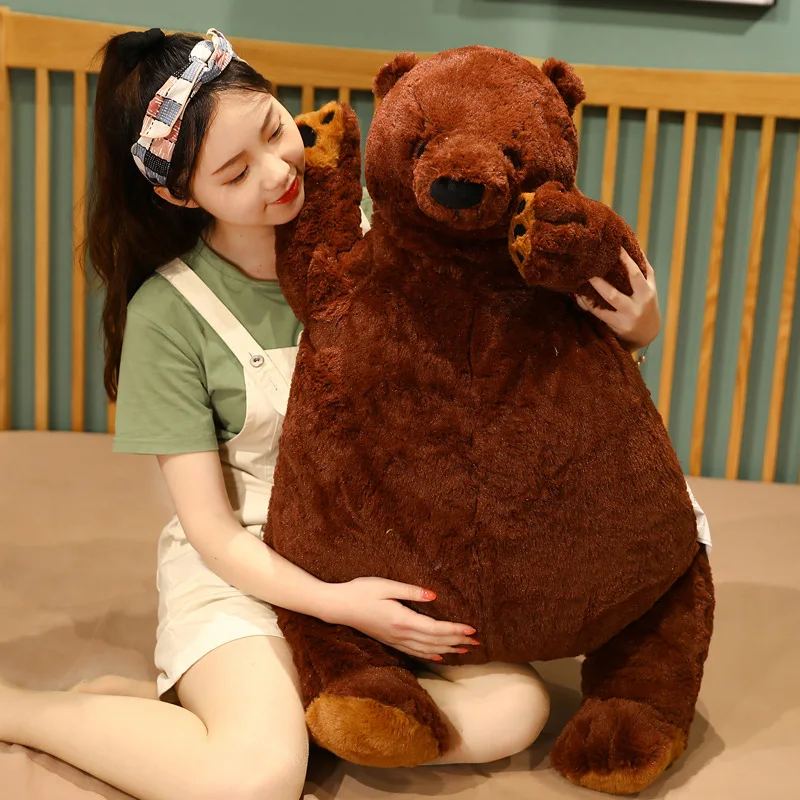 urso marrom escuro travesseiro super grande abraço