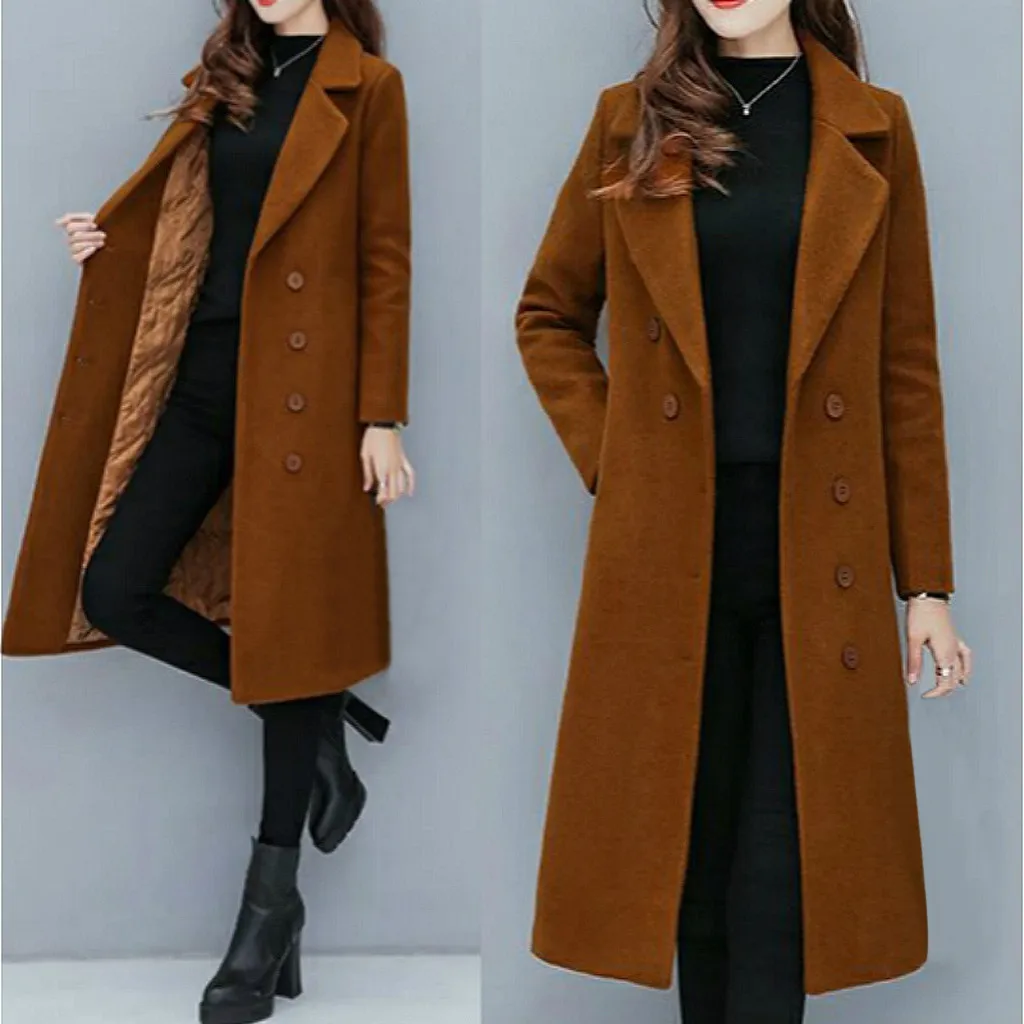 Зимнее приталенное пальто женская одежда повседневное приталенное пальто средней длины с длинными рукавами ropa mujer roupas feminina manteau femme