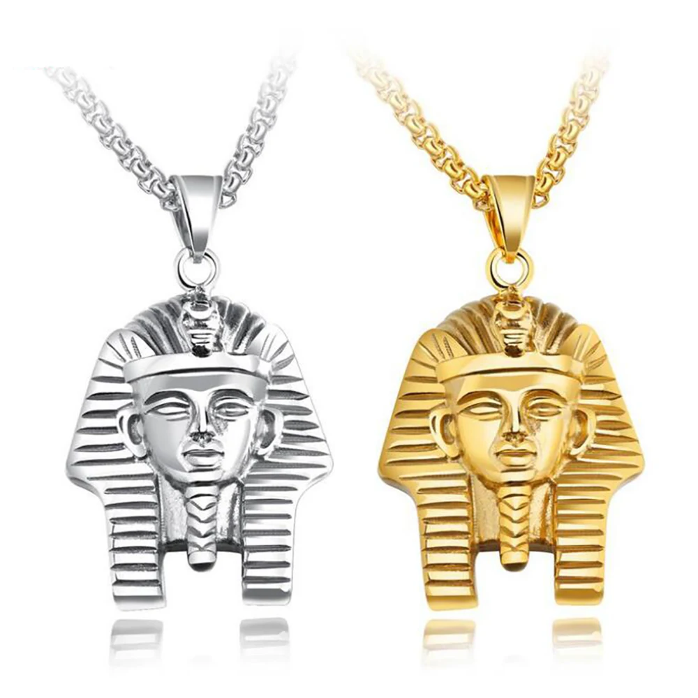 Stainless Steel Gold Egyptian Pharaoh Tutankhamun Pendant Necklace with Chain | Украшения и аксессуары