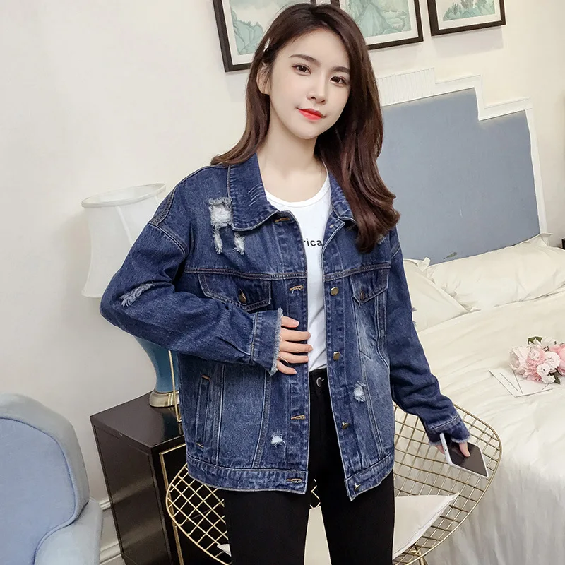 

Spring And Autumn New Style Loose And Plus-sized BF Embroidered Cowboy Short Jacket Women's Long-Sleeve Students Cowboy Clothing