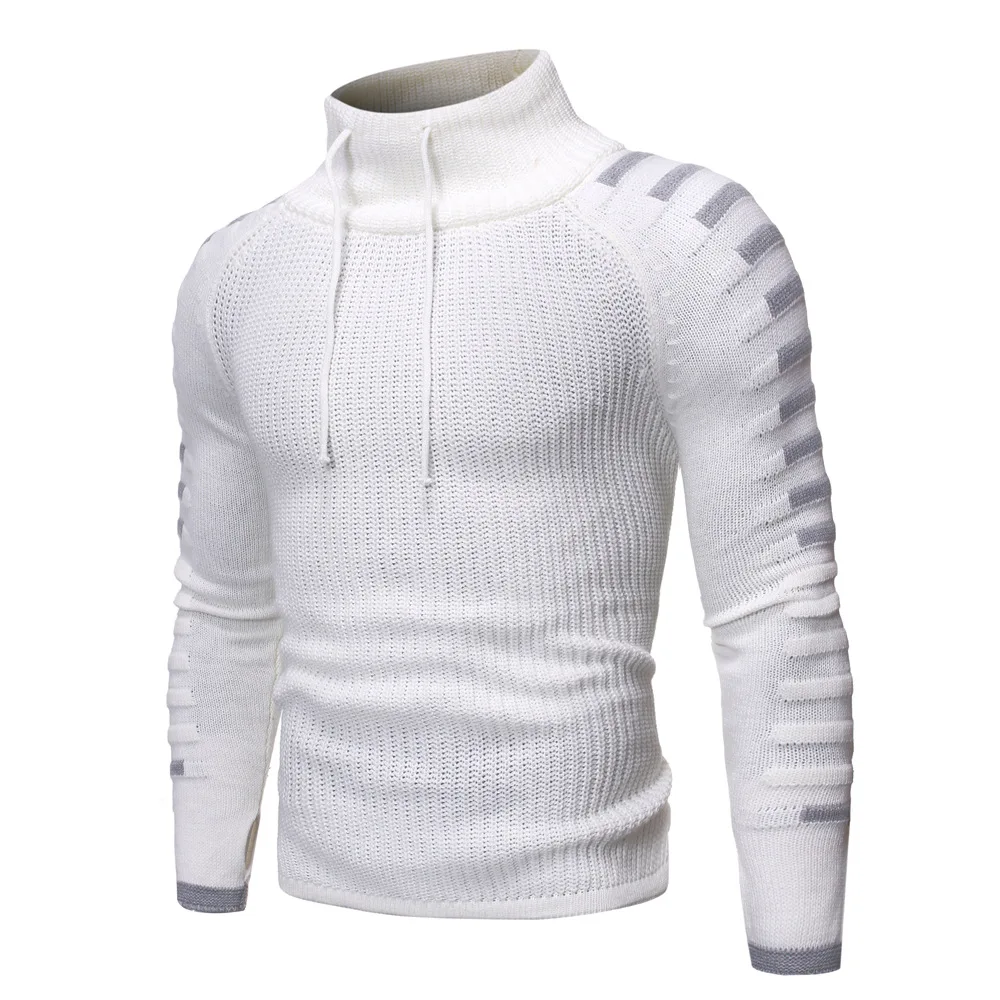 Korean Long Slim Turtleneck Men Sweater White Knitted Turtleneck Men Pullover Winter Cotton White Turtleneck Sweater Men 2019